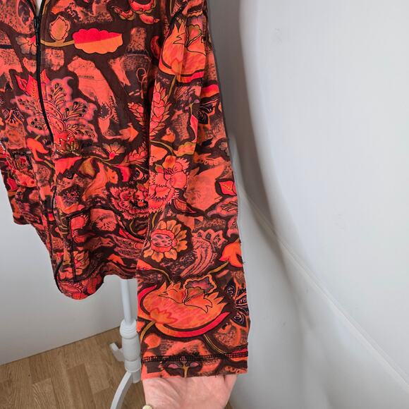 Chico's full zip Cotton sweatshirt beaded floral stretchy jacket XL 16 red brown - Picture 16 of 17
